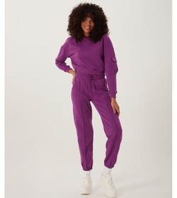 Resim Kadın Kapüşonlu 3 İplik Sweatshirt Mor 