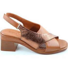 Resim Castle Black 45208-1 Hakiki Deri Ortopedik Taba Kadın Topuklu Ayakkabı Taba 