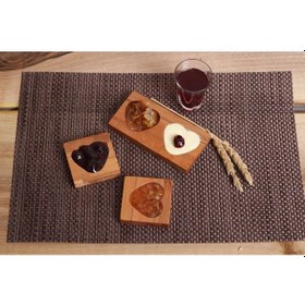 Resim Kalbim Mini İkili Sunum Tabağı - Servis Tabağı - Bambu Tabak 