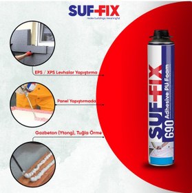 Resim Suf-fix 690 Pu Yapıştırıcı Köpük 750ml 3 Adet Isı Yalıtım Levha Montaj Köpüğü 3 Adet 