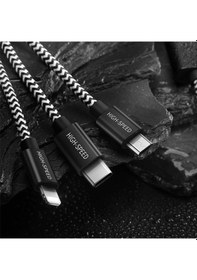 Resim Dux Ducis 3In1 Lightning + Type C + Mikro Kopmaz Usb Kablo Gri-Siyah 