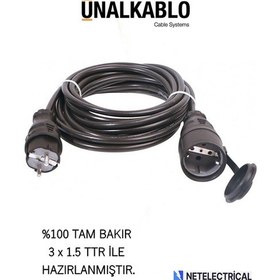 Resim Kauçuk 30 Metre 3x1.5 Ttr Kablolu Seyyar Uzatma 