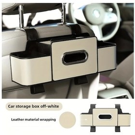 Resim Topshop1 Bej Renkli Çok Amaçlı Araç Koltuğu Düzenleyici Dokuma Kutusu Askılı 