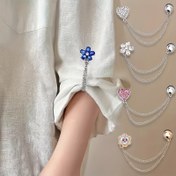 Resim Kırmızı ve Altın Metal Dekoratif Düğmeler - Pantolon, Etekler ve Elbiseler için Ayarlanabilir Taşlı Kalp Charm Manyetik Tokalar, Parıltılı Süslemeli Anti-Snag Güvenli Bağlantılar 
