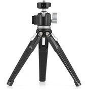 Resim Springsun Alüminyum Masaüstü Tripod, 3 Seviye Yükseklik Ayarlı, Küresel Kafa, 1/4 Vida Ve Soğuk Ayaklı Montaj, 3kg Yük Taşıma Kapasitesi Siyah 