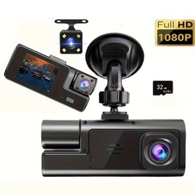 Resim Dashanshop 3 Kameralı Araç Kamerası 1080p Ön 480p Arka Geniş Açı Dönebilir Gece Görüşü 