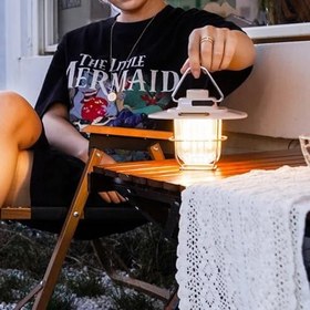 Resim Kamp Lambası Feneri Vintage LED Kamp Feneri Suya Dayanıklı 5.000 mAh Açık Yürüyüş için Kamp Işık Lambası Elektrik Kesintisi Acil Ev Arka Bahçe Verandası Balkon Teras 