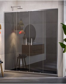 Resim Marka- 6 Mm Füme Temper Cam Duşakabin H:190 Özel Seri Krom Aksesuar İki Duvar Arası Diğer 