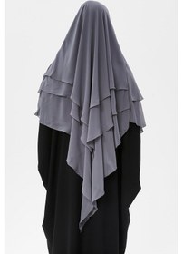 Resim Altobeh Hazır Pratik Şifon Üç Katlı Peçeli Üçgen Hac Umre Şalı Sufle Hijab Nikap Füme 
