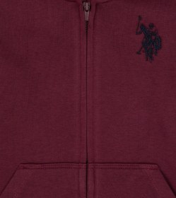 Resim U.S. Polo Assn. Erkek Çocuk Bordo Fermuarlı Kapüşonlu Sweatshirt 50316706-VR177 