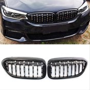 Resim Bmw 5 Serisi G30 (2017-2020) Arası Uyumlu Dıamond Böbrek - Panjur / Piano Siyah 