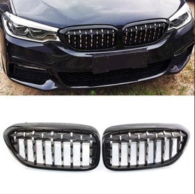 Resim Bmw 5 Serisi G30 (2017-2020) Arası Uyumlu Dıamond Böbrek - Panjur / Piano Siyah 