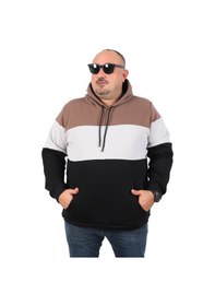 Resim Moc Grande Mocgrande Büyük Beden Parçalı Kapüşonlu Sweat 22736 Taba 
