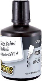Resim BEYAZ TAHTA KALEM MÜREKKEBİ 100cc SİYAH BR-353 - (6 Adet) 