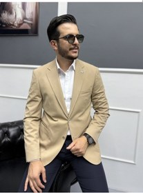 Resim Signature Stil Tek Düğme Kırışmaz Ceket Bej 