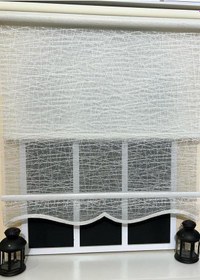 Resim Çift Mekanizmalı Kirli Beyaz Tül Perde Ve Ekru Stor Perde Stb-100 