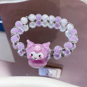 Resim Kadın Moda Bilekliği Resmi Sanrio! Kurumi Cazibesi Bilezik - Pembe Baykuş Süslemeli Sevimli Karikatür Boncuklu Takı, Günlük Kıyafetler İçin Mükemmel 