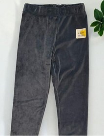 Resim Zekids Kız Çocuk Bel Lastikli Parlak Kadife Tayt Pantolon-14343 Füme 