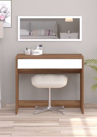 Resim Bicabin Arya Novella Aynalı Bölmeli Organizer Çekmeceli Makyaj Masası -Barok/Beyaz 