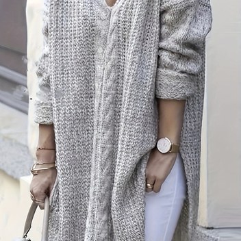 Büyük Beden Düz Renkli Yüksek Boyunlu Kazak, Şık Uzun Kollu Örme Kazak Sonbahar ve Kış İçin, Kadınların Büyük Beden Giyim