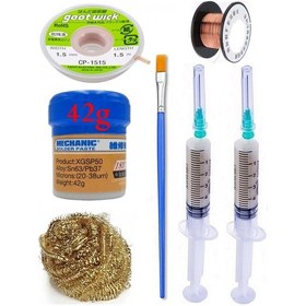 Resim Mechanic Krem Lehim 183 C 42g Flux Lehim Toplama Cp-1515 Emme Teli 1,5mm Havya Uç Temizleme Set02 