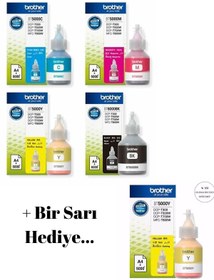 Resim Brother Bt6000-bt-6000 Mfc-t800w Orjinal Mürekkep Kartuş Takımı + 1 Sarı Hediyeli 