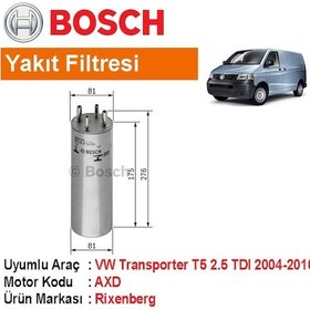 Resim Vw Transporter T5 2.5 Tdı Yakıt Filtresi 2004-2010 (Bosch)906467 