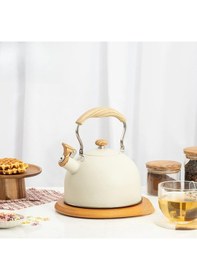 Resim Valkyrie 2.5l Paslanmaz Çelik Düdüklü Su Isıtıcısı Demlik Islıklı Kettle Krem 