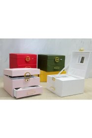 Resim Deri Kaplamalı Makyaj ve Takı Kutusu ALK3609 