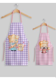 Resim Ays Home Pötikareli 2'li Anne Çocuk Mutfak Önlüğü Seti 