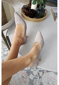 Resim 10 670 Topukla Kadın 6 Cm Kadeh Topuk Stiletto Vizon Süet 