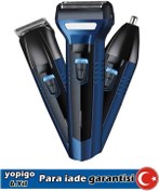 Resim yopigo Gm-566 Pro Yeni Model Blue Turbo 3 In 1 Erkek Bakım Seti Saç Sakal Burun Tıraş Makinesi 