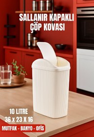 Resim AboutThePerfect 10 Lt Krem Çöp Kovası, Mutfak, Banyo, Tuvalet ve Ofis İçin Şık ve Pratik 