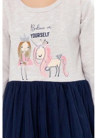 Resim Breeze Kız Çocuk Uzun Kollu Elbise Unicorn 1.5-5 Yaş, Bej Melanj-bej Melanj Bej Melanj 