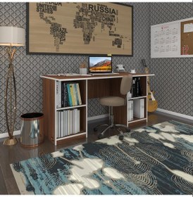 Resim Kenzlife Ofis Masası Masi Oka Cvz 75 170 60 Raflı Dolap Çiftli Bilgisayar Çalışma Masası 