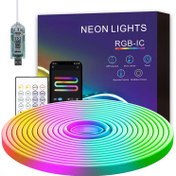 Resim Boluoova 3.96 metre/5.0 metre RGB+IC Neon İp Işıklar - Oyun Odası, Oturma Odası, Yatak Odası, İç/Dış Mekan Dekoru için Yüksek Kaliteli Esnek LED Şerit Işıklar, Uygulama/Kablosuz Uzaktan Kumanda, Karartma & Renk Değiştirme ile, Oturma Odası için LED Işıklar 