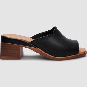 Resim Cabani %100 Hakiki Deri Siyah Kadın Topuklu Terlik Siyah 