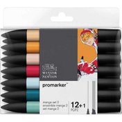 Resim Winsor & Newton : Promarker Genişletilmiş Manga Seti 2 : 12 Renk + Blender 