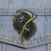 Resim Halloween Broş Erkekler İçin, Orak Ölüm Kafatası Yaratıcı Punk Pin, Sırt Çantası Süsleri 