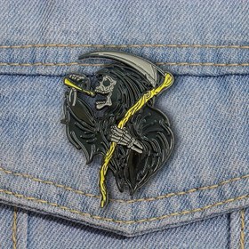 Resim Halloween Broş Erkekler İçin, Orak Ölüm Kafatası Yaratıcı Punk Pin, Sırt Çantası Süsleri 