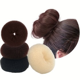 Resim Kadınlar için 8 Parça Donut Saç Topuzu Yapma Seti - Zarif Bale Stili, Dantel Detaylı Düz Renk, Trendy Topuzlar & Chignons için Mükemmel 