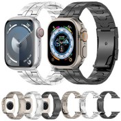 Resim iOs Watch Uyumlu Se 2022 İçin 44mm Kaplumbağa Toka Titanyum Alaşımlı Saat Bandı Gümüş 