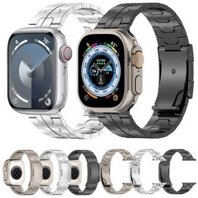 Resim iOs Watch Uyumlu Se 2022 İçin 44mm Kaplumbağa Toka Titanyum Alaşımlı Saat Bandı Gümüş 
