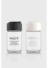 Resim Renga Rita Yazılı 67 Ml 2'li Cam Tuzluk Biberlik Seti 122020 Siyah-bej Çok Renkli 