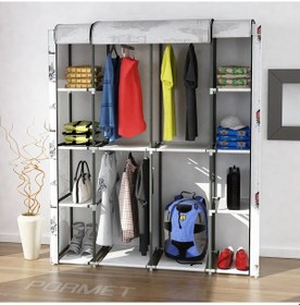 Resim Sepet38 Teknor Metal Profil Çift Raf Çift Askılık Lüks Bez Dolap - 4 Renk 