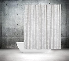 Resim Tropikhome Mermer Desen Banyo Perdesi - Beyaz Çizgili Duş Perdesi, 180x200 cm Tek Kanat Banyo Duş Perdesi - Lüx Küvet Perdesi - Su Geçirmez Kumaş Perde 