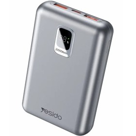 Resim YESIDO YP47 20.000 mAh Dijital Göstergeli 22.5W USB3.0 ve 20W Type-C Çıkışlı PD Hızlı Şarj Powerbank - Gri 