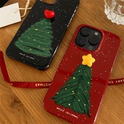Resim [1 Adet Noel Ağacı Telefon Kılıfı] Sevimli Çizgi Film Noel Ağacı 3D Yıldız Telefon Kılıfı Iphone 16 15 14 13 12 11 Pro Max Darbeye Dayanıklı Sert Kapak 