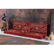 Resim BAKIRÖZÜ HOME 1.kalite Şark Köşesi Takımı Anadolu Kırmızı Modeli Sünger Dahil (4 Parça) 