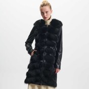 Resim Siyah Kürk - Deri Kadın Kürk Kaban - K23KKM320382-Q7X 